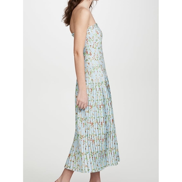 AMUR | Linen-Blend Strapless Midi Dress - Picture 4 of 14